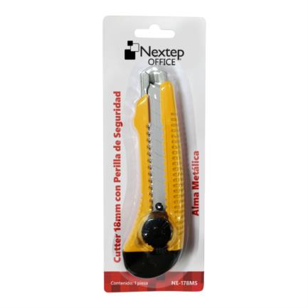 NEXTEP SOLUCIONES - Cutter Plástico Nextep Grande Navaja 18mm Alma de Metal y Perilla Seguridad