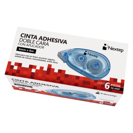 NEXTEP SOLUCIONES - Dispensador De Cinta Adhesiva Doble Cara Nextep 6mm x 8m c/6 Piezas
