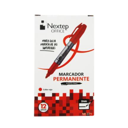 NEXTEP SOLUCIONES - Marcador Nextep Permanente Punto Fino 2mm Rojo c/12 Pzas