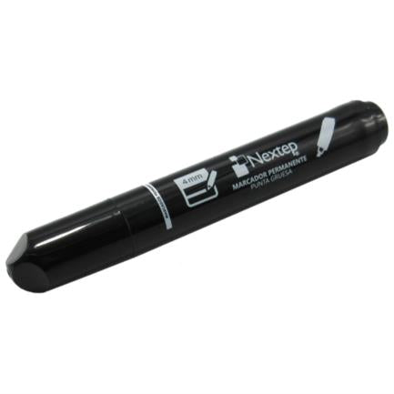 NEXTEP SOLUCIONES - Marcador Nextep Permanente Punta Gruesa Cincel 4mm Negro c/12 Pzas
