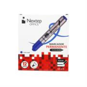 NEXTEP SOLUCIONES - Marcador Nextep Permanente Punta Gruesa Cincel 4mm Azul c/12 Pzas