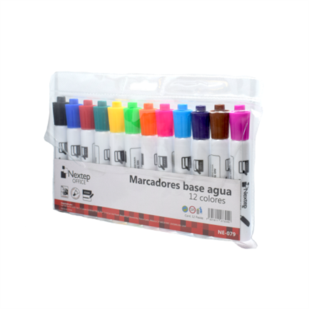 NEXTEP SOLUCIONES - Marcador Nextep Base Agua Estuche Colores Surtidos C/12 Pzas