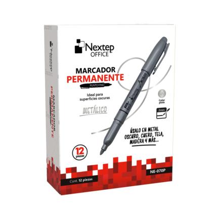 NEXTEP SOLUCIONES - Marcador Nextep Permanente Punta Fina 2mm Plata C/12