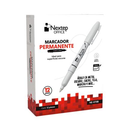 NEXTEP SOLUCIONES - Marcador Nextep Permanente Punta Fina 2mm Blanco C/12