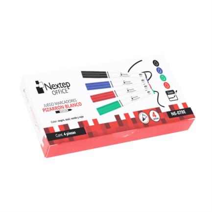 NEXTEP SOLUCIONES - Marcadores Nextep para Pizarron Blanco Economico Juego 4 Colores Punta Fina Redonda 2.5mm