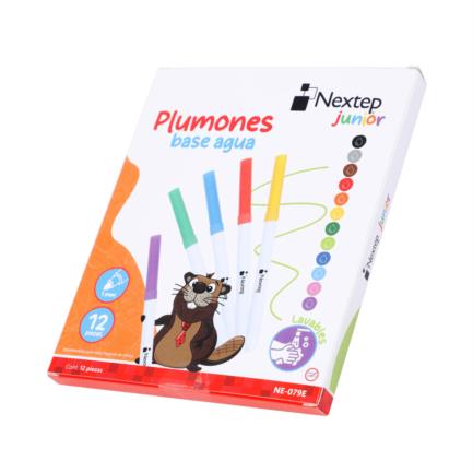 NEXTEP SOLUCIONES - Plumones Nextep Base Agua Lavables Estuche 12 Colores