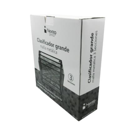 NEXTEP SOLUCIONES - Clasificador Nextep Malla Metálica 3 Niveles Grande Caja Blanco-Negro