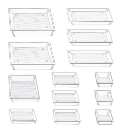 NEXTEP SOLUCIONES - Juego de 13 Organizadores Nextep para Cajón Transparente Pet