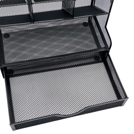 NEXTEP SOLUCIONES - Organizador Nextep Malla Metalica para Escritorio Multi Secciones con Cajon