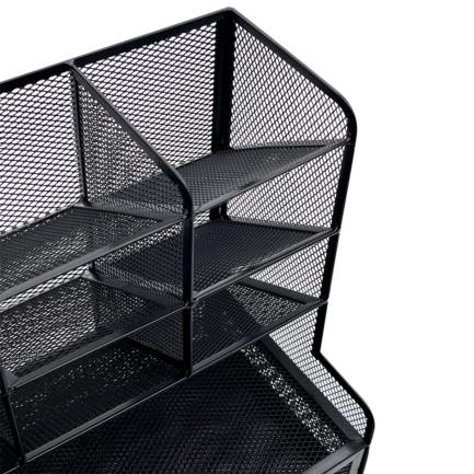NEXTEP SOLUCIONES - Organizador Nextep Malla Metalica para Escritorio Multi Secciones con Cajon