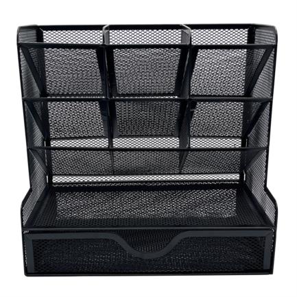 NEXTEP SOLUCIONES - Organizador Nextep Malla Metalica para Escritorio Multi Secciones con Cajon