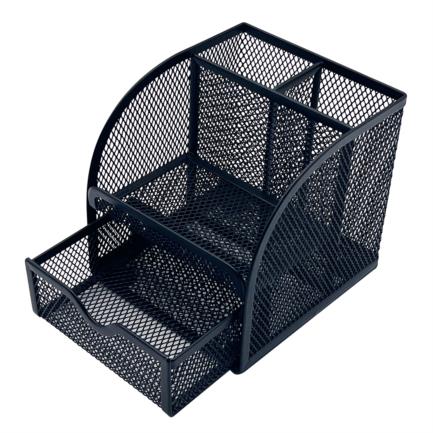 NEXTEP SOLUCIONES - Organizador Nextep Malla Metalica 4 Secciones Negro