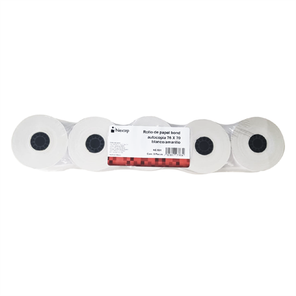 NEXTEP SOLUCIONES - Rollo Papel Nextep Bond Autocopiadora 76X70mm Blanco/Amarillo C/5