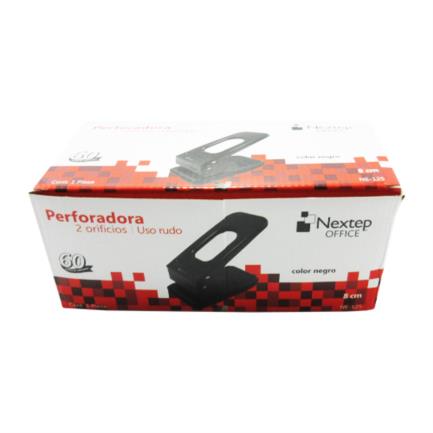 NEXTEP SOLUCIONES - Perforadora Nextep Uso Rudo 2 Orificios 8cm Hasta 60 Hojas Color Negro