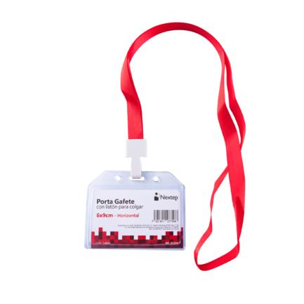 NEXTEP SOLUCIONES - Porta Gafete Plastico Flexible Horizontal Nextep 6x9cm con Liston para Colgar C/12