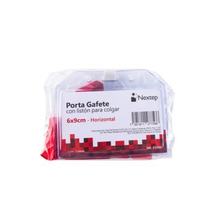 NEXTEP SOLUCIONES - Porta Gafete Plastico Flexible Horizontal Nextep 6x9cm con Liston para Colgar C/12