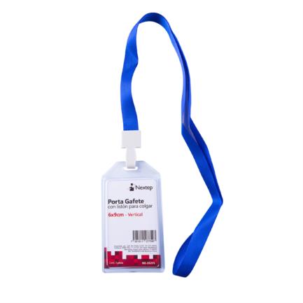 NEXTEP SOLUCIONES - Porta Gafete Plastico Flexible Vertical Nextep 6x9cm con Liston para Colgar C/12