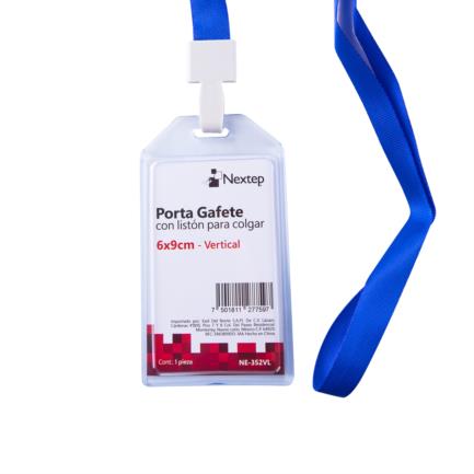 NEXTEP SOLUCIONES - Porta Gafete Plastico Flexible Vertical Nextep 6x9cm con Liston para Colgar C/12