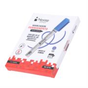 NEXTEP SOLUCIONES - Marcador Nextep Permanente Cuerpo Aluminio Punta Gruesa Cincel 4mm Azul C/6