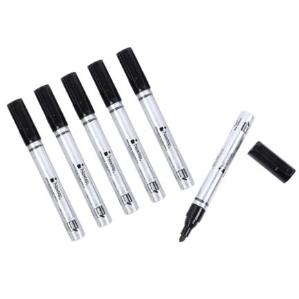 NEXTEP SOLUCIONES - Marcador Nextep Permanente Cuerpo Aluminio Punta Gruesa Cincel 4mm Negro C/6