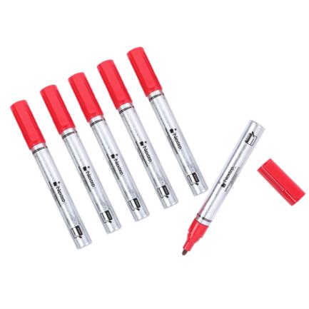 NEXTEP SOLUCIONES - Marcador Nextep Permanente Cuerpo Aluminio Punta Gruesa Cincel 4mm Rojo C/6