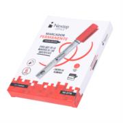 NEXTEP SOLUCIONES - Marcador Nextep Permanente Cuerpo Aluminio Punta Gruesa Cincel 4mm Rojo C/6