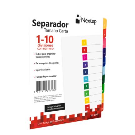 NEXTEP SOLUCIONES - Separador Nextep Economico 10 Divisiones con Numero