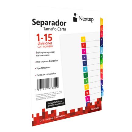 NEXTEP SOLUCIONES - Separador Nextep Economico 15 Divisiones con Numero