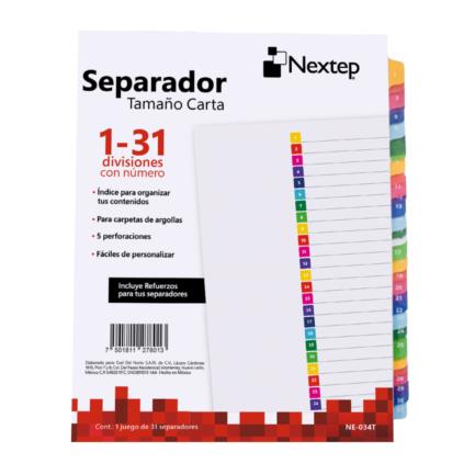 NEXTEP SOLUCIONES - Separador Economico Nextep 31 Divisiones Con Numero