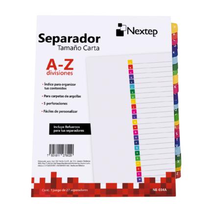 NEXTEP SOLUCIONES - Separador Economico Nextep Abecedario Impreso A-Z