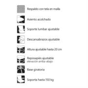 NEXTEP SOLUCIONES - Silla Alta Nextep Descansabrazos Ajustable con Reposapies