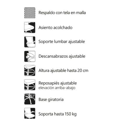 NEXTEP SOLUCIONES - Silla Alta Nextep Descansabrazos Ajustable con Reposapies