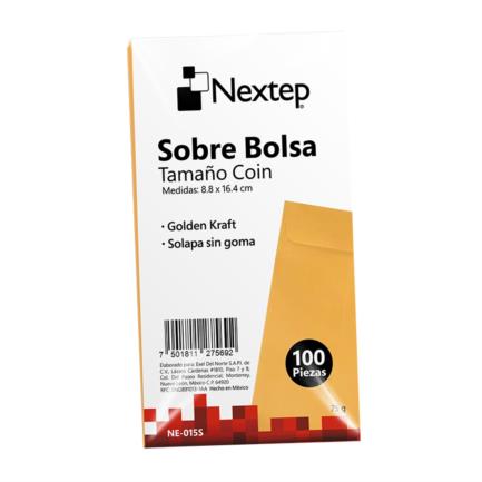 NEXTEP SOLUCIONES - Sobre Bolsa Nextep Economico Tamaño Coin 5 Solapa Sin Goma Paquete c/100