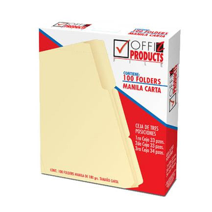 OFFIZ - FOLDER OFFIZ MANILA CARTA 3 POCISIONES C/100