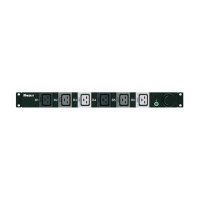 PANDUIT - PDU Básico para Distribución de Energía, Plug de Entrada Trifásico CS8365C, Con 6 Contactos C19, Instalación Horizontal de 19in, 1UR, 50 Amp, 208 Vca