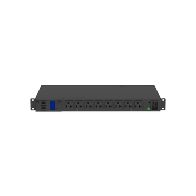 PANDUIT - PDU Switchable y Monitoreable por Toma (MS) para Distribución de Energía, Enchufe de Entrada NEMA L5-20P, Con 8 Salidas 5-20R, Horizontal 19in, 120 Vca, 15 Amp, 1UR