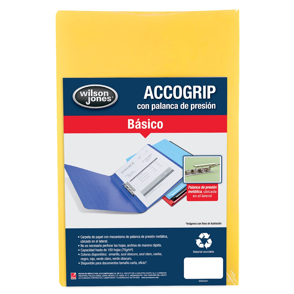 ACCO - CARPETA ACCO GRIP T3 SH-974 OFICIO AMARILLO C/4