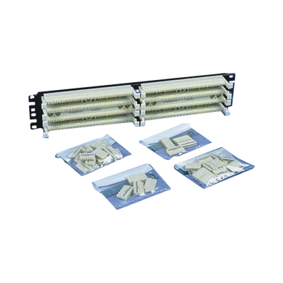 PANDUIT - Kit Panel de Conexión con 2 Bases de 100 Pares, Categoría 5e, Incluye 40 Bloques de Conexión de 5 Pares y Etiquetas, 19 Pulgadas (48.26 cm), 2 UR