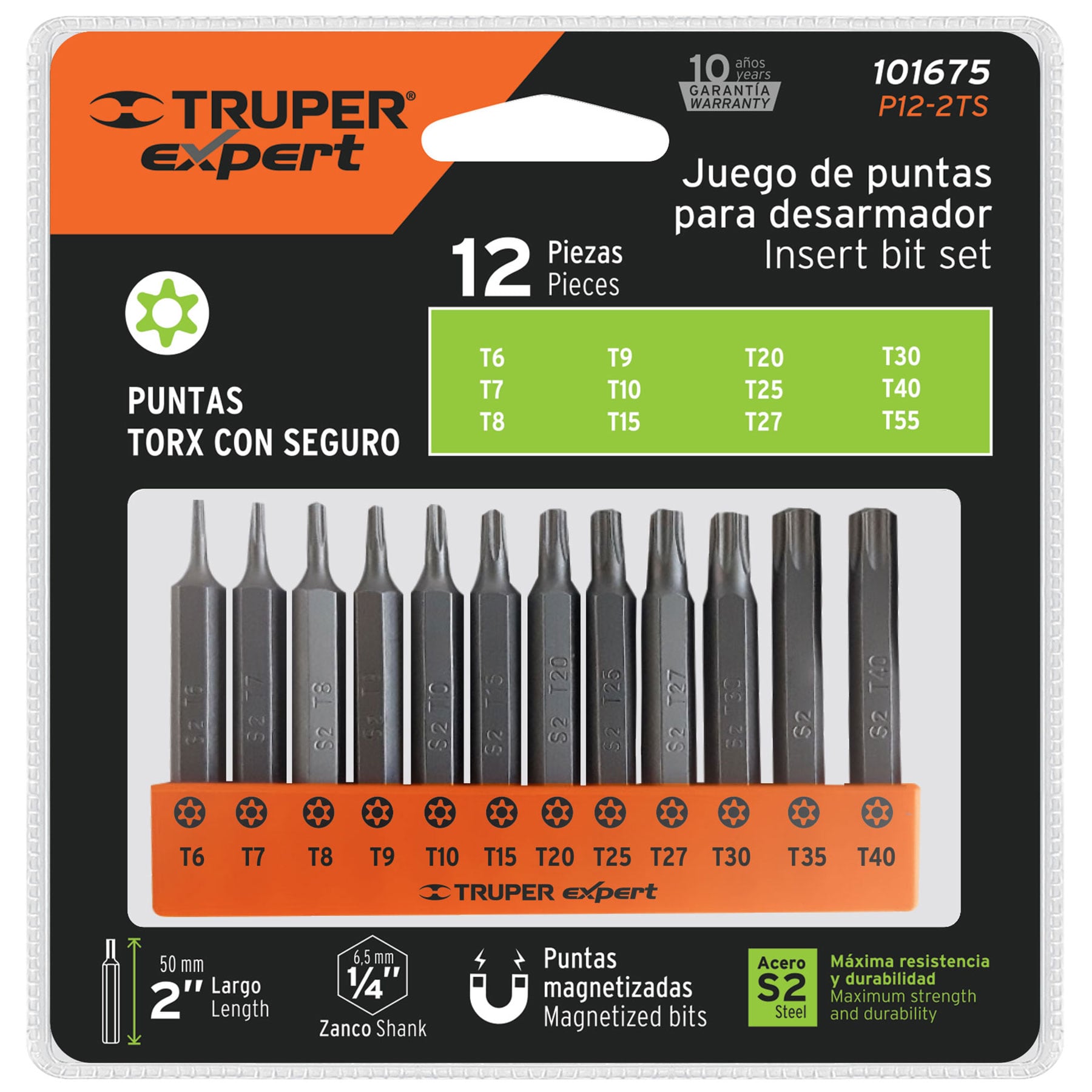 Juego de 12 puntas planas mm combinadas largo 2', Expert