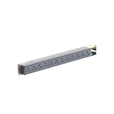 PANDUIT - PDU Básico para Distribución de Energía, Enchufe de Entrada NEMA 5-15P, Con 12 Contactos NEMA 5-20R, Instalación Horizontal de 19in, 1UR, 15 Amp, 120 Vca