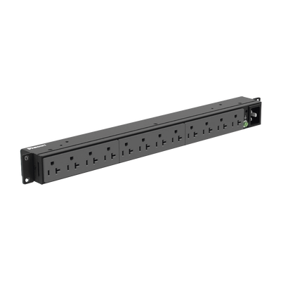 PANDUIT - PDU Básico para Distribución de Energía, Enchufe de Entrada NEMA 5-20P, Con 12 Contactos NEMA 5-20R, Instalación Horizontal de 19in, 1UR, 20 Amp, 120 Vca