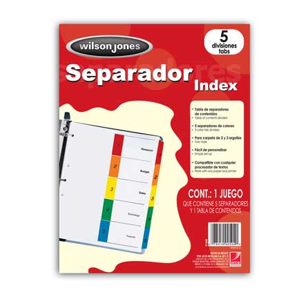 ACCO - SEPARADOR WILSON JONES VERTICAL 5 DIV CARTULINA BRISTOL C/24