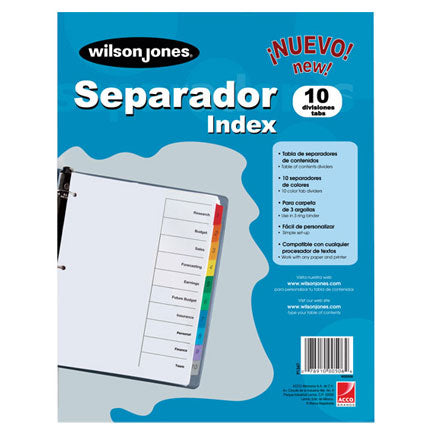ACCO - SEPARADOR WILSON JONES 10 DIVISIONES ECONOMICO
