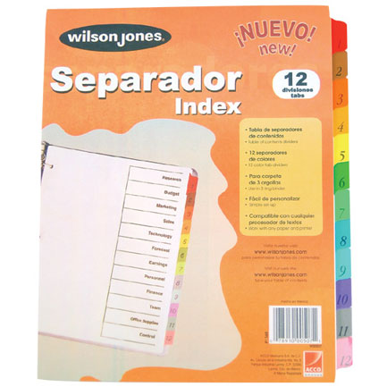 ACCO - SEPARADOR WILSON JONES 12 DIVISIONES ECONOMICO