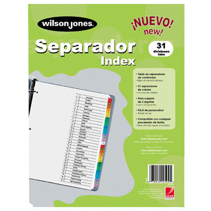 ACCO - SEPARADOR WILSON JONES 31 DIVISIONES ECONOMICO