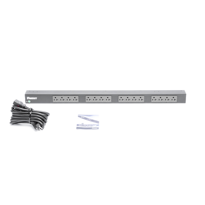 PANDUIT - PDU Básico para Distribución de Energía, Enchufe de Entrada NEMA 5-20P, Con 16 Contactos NEMA 5-20R, de Instalación Vertical, 20 Amp, 120 Vca