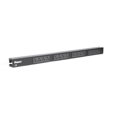 PANDUIT - PDU Básico para Distribución de Energía, Enchufe de Entrada NEMA 5-20P, Con 16 Contactos NEMA 5-20R, de Instalación Vertical, 20 Amp, 120 Vca