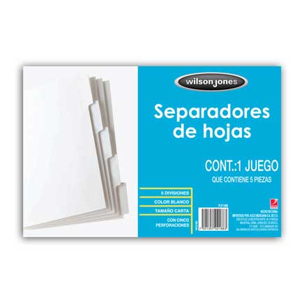 ACCO - SEPARADOR ACCO 5 DIVISIONES PAPEL BLANCO