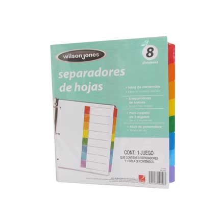 ACCO - SEPARADOR ACCO 8 DIVISIONES PAPEL BLANCO