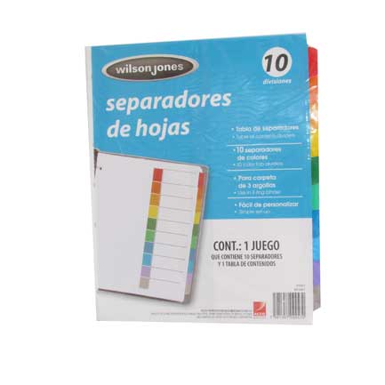 ACCO - SEPARADOR ACCO TAB 10 DIV CEJA COLOR SIN NUMERACION